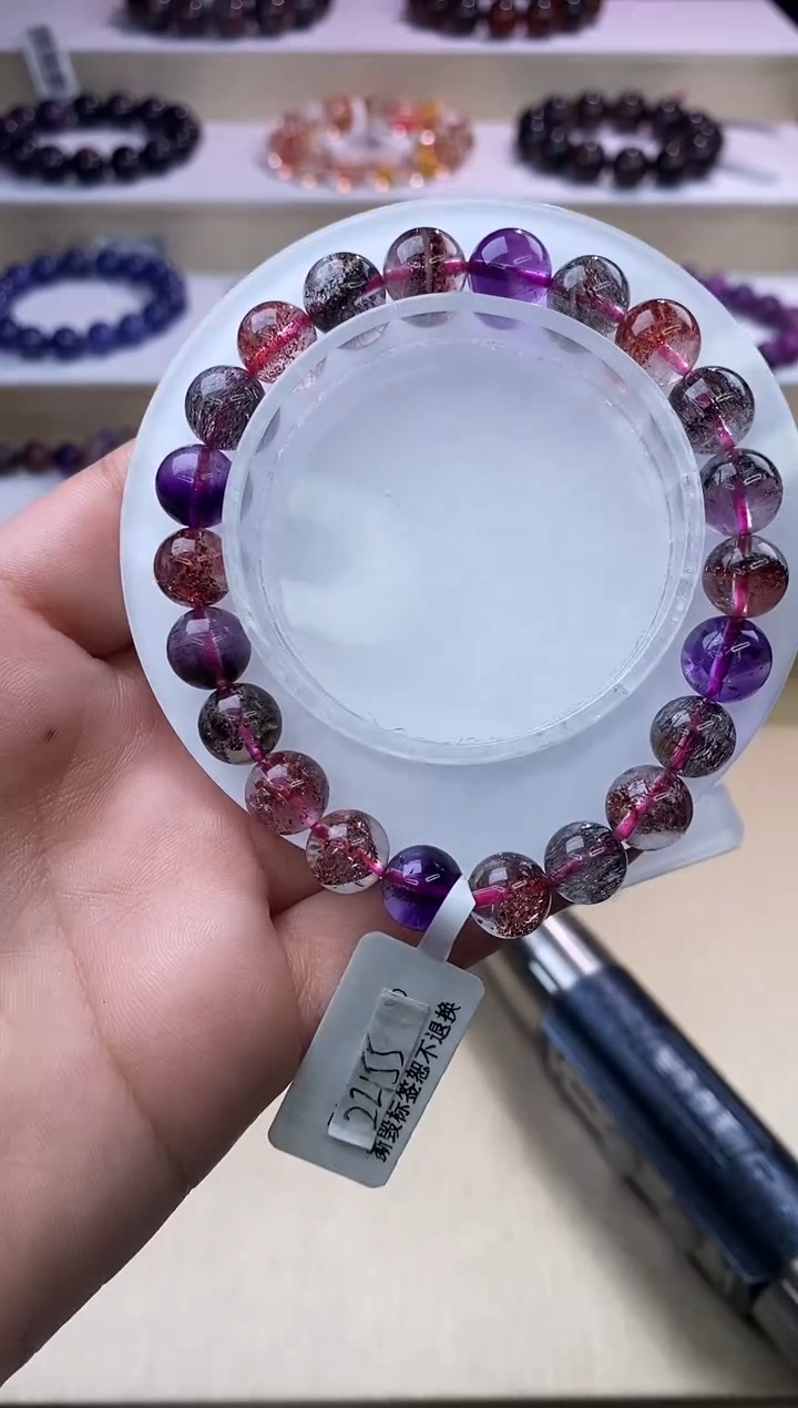 【闪购商品】水晶手链未镶嵌黑加仑超七单圈9m+