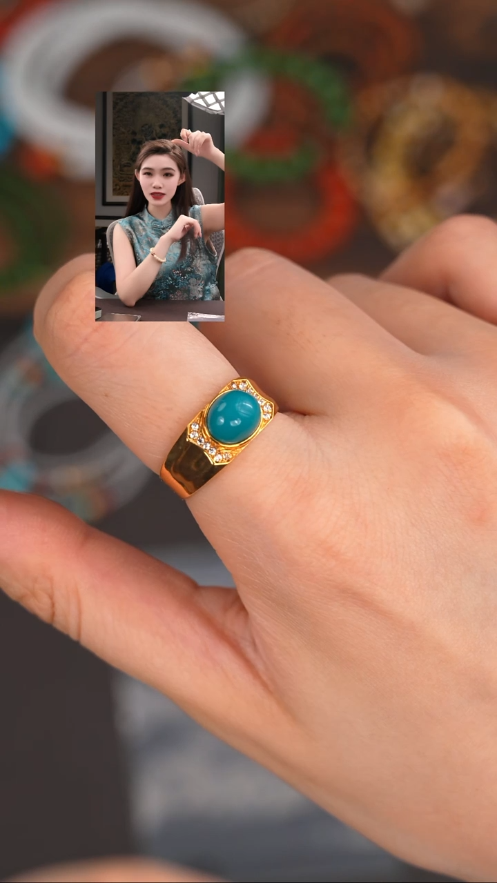 绿松石18K金镶嵌戒指浪*让1111111111111