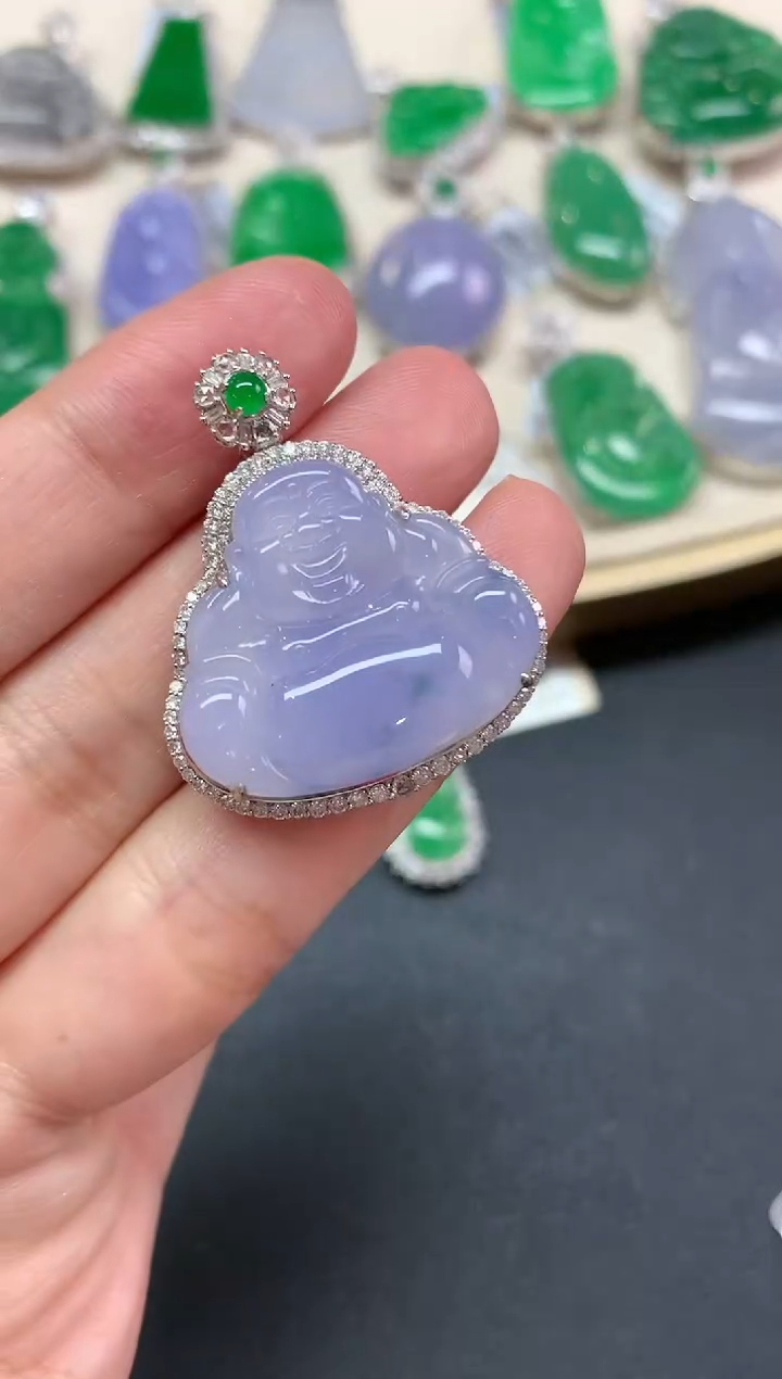 【闪购商品】翡翠吊坠(不含链)18K金镶嵌Q169|19800