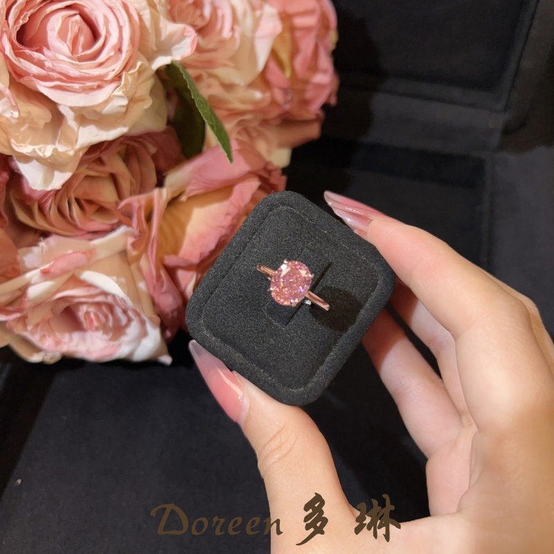 铜合金戒指 粉色极简风小版戒指NW8874