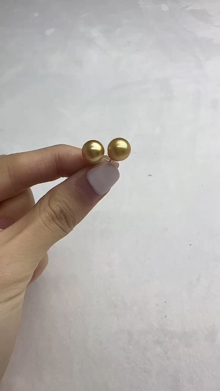 银S925镶嵌耳钉海水珍珠21号 9-10mm南洋海水金珠耳钉