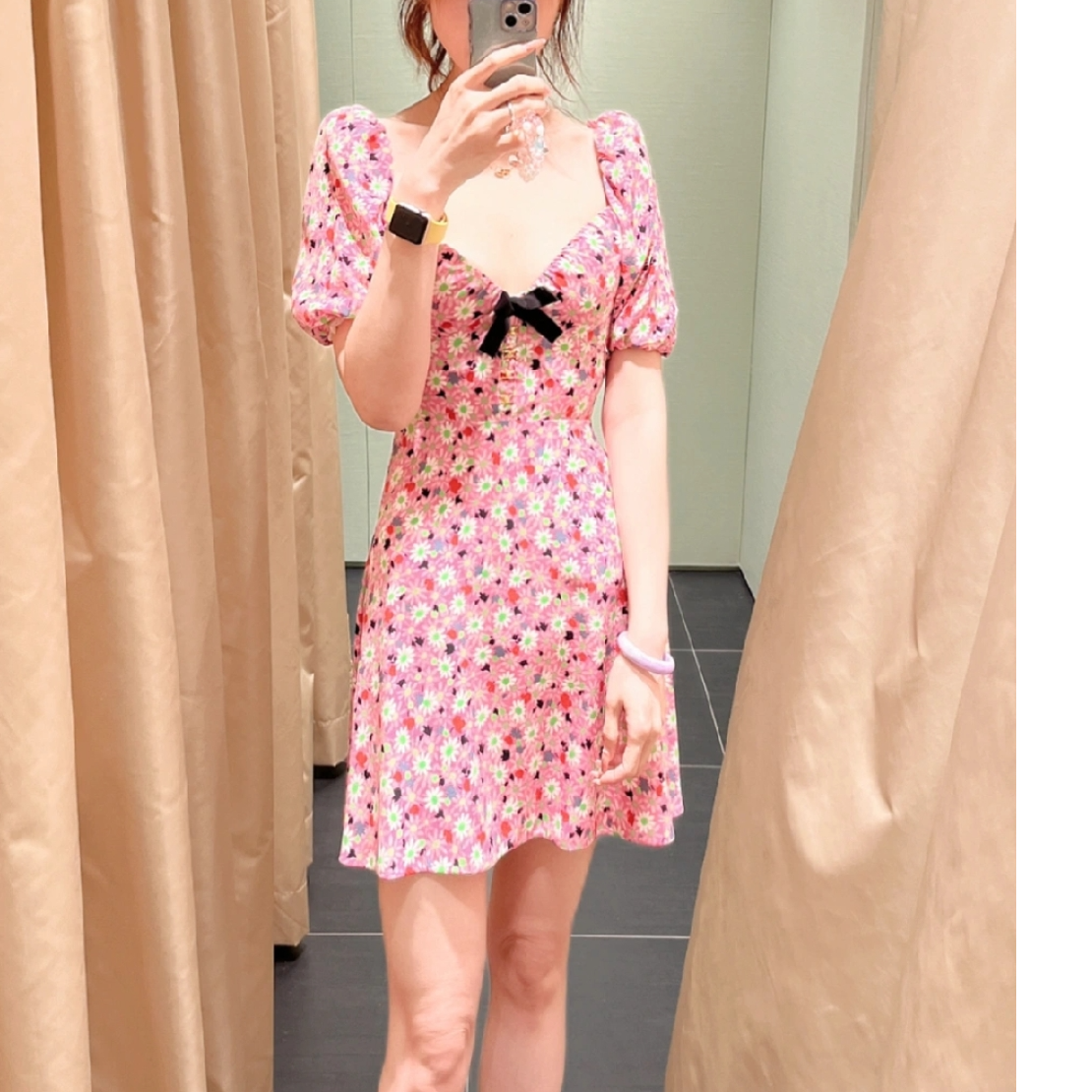 全新未使用 MIU MIU/缪缪 Miu Miu 甜美碎花连衣裙 粉色38