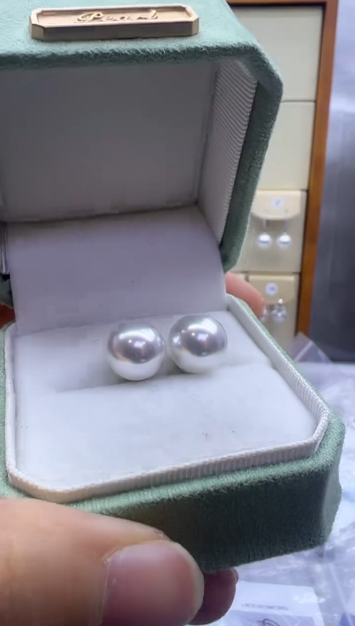 银S925镶嵌耳饰淡水珍珠耳钉