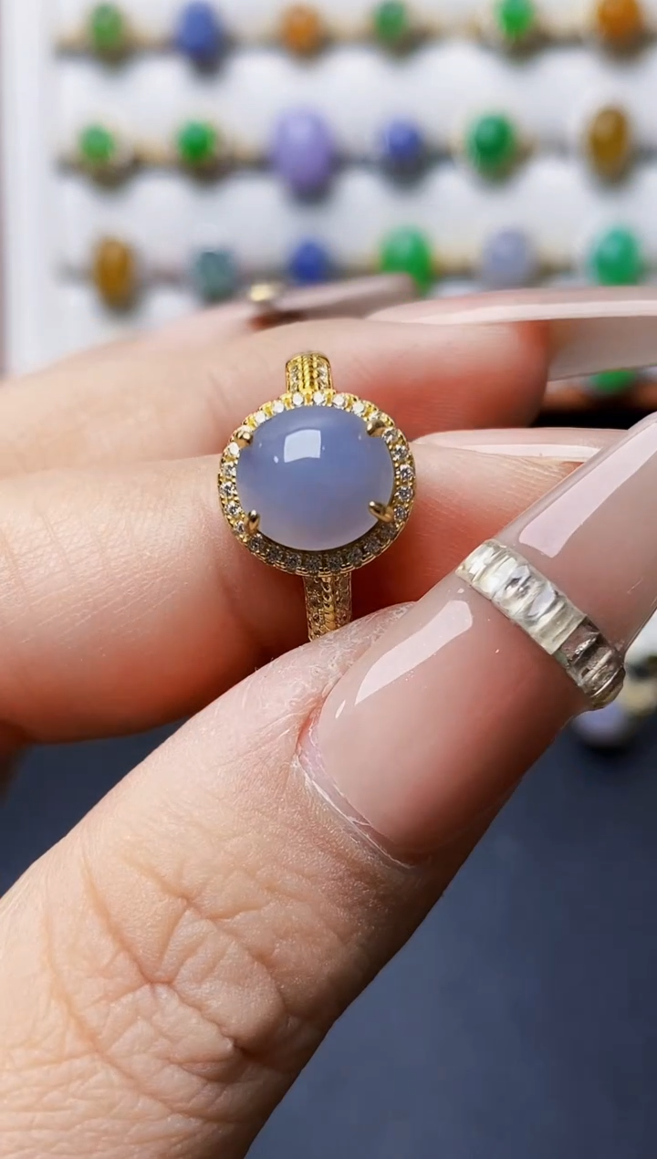 银S925镶嵌戒指翡翠0392