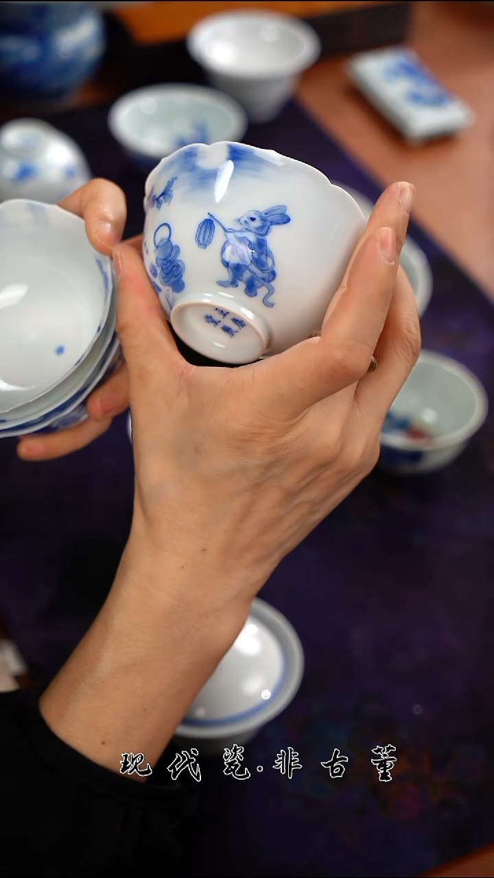 （售后需完整开箱视频）正春堂雪瑶@@兔子葵口杯B级