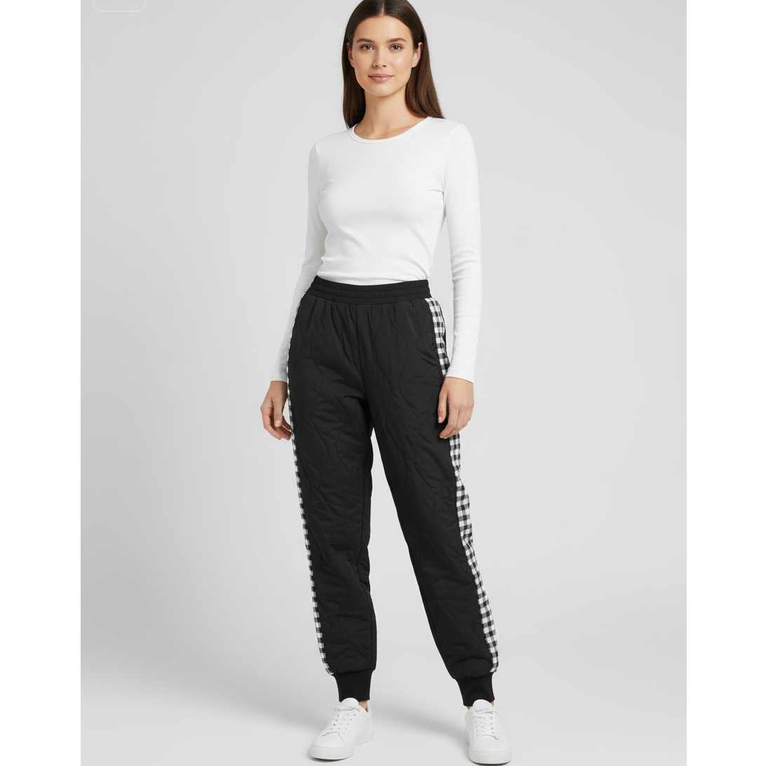 外穿鹅绒裤条纹格子时尚女士卫裤2716