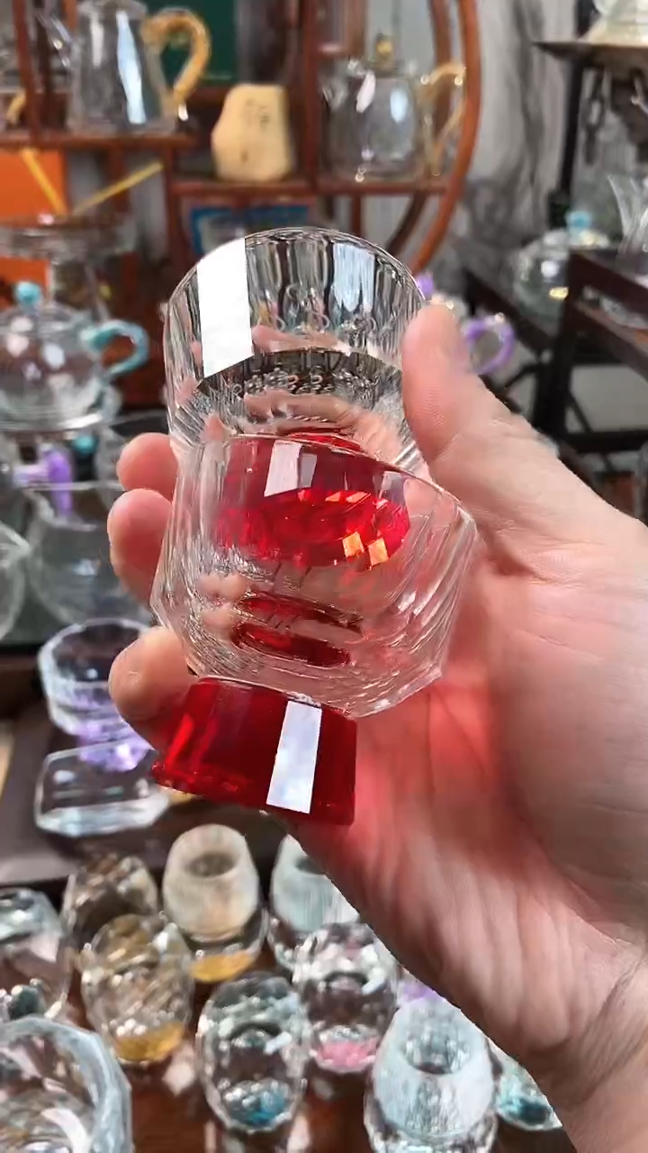 【闪购商品】玺宴新款水晶竖纹杯红色2个装