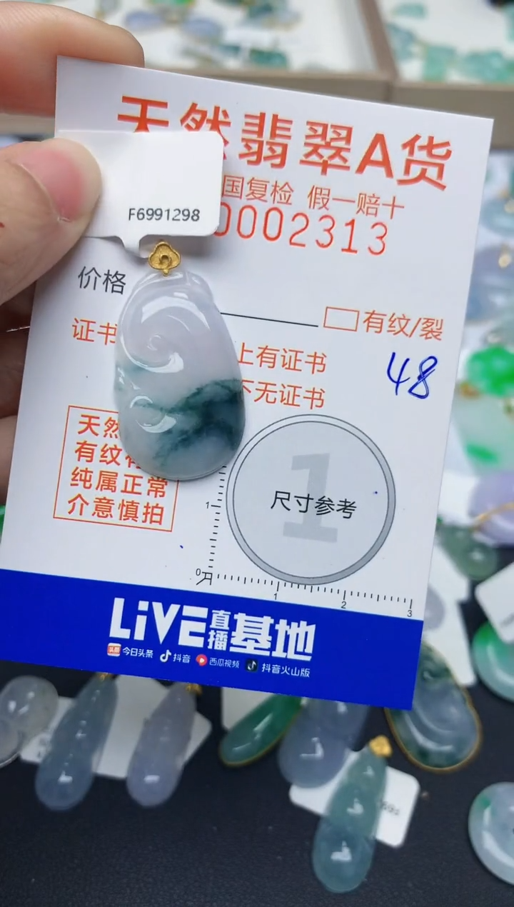 【闪购商品】翡翠颈饰18K金镶嵌天然翡翠A货   