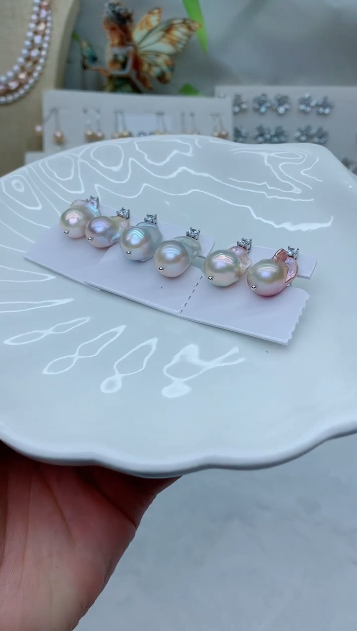 未镶嵌耳饰淡水珍珠多样性发其一【非无瑕】