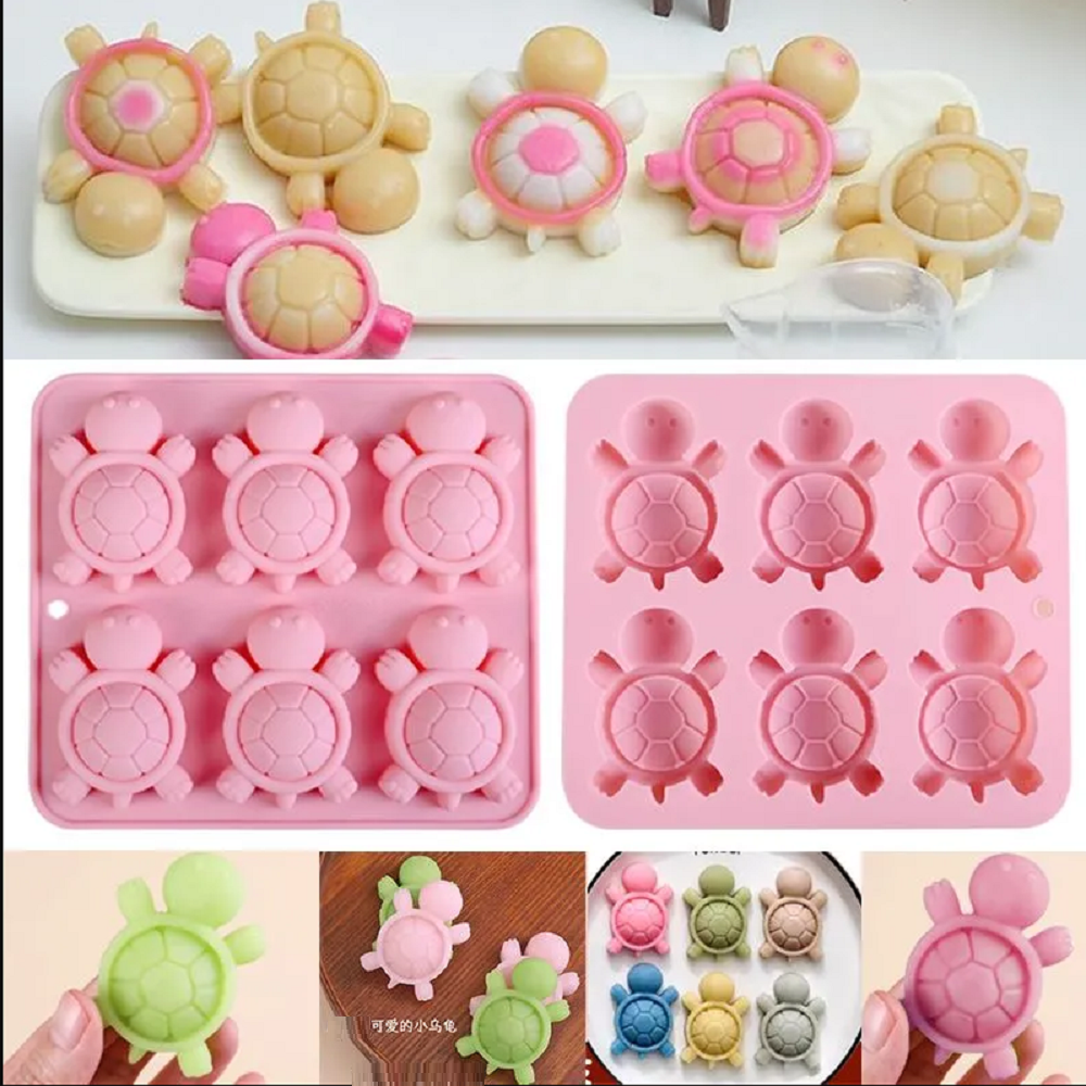 6连卡通乌龟模具乌龟对对碰糖果巧克力布丁蒸糕皮冻捏捏模具