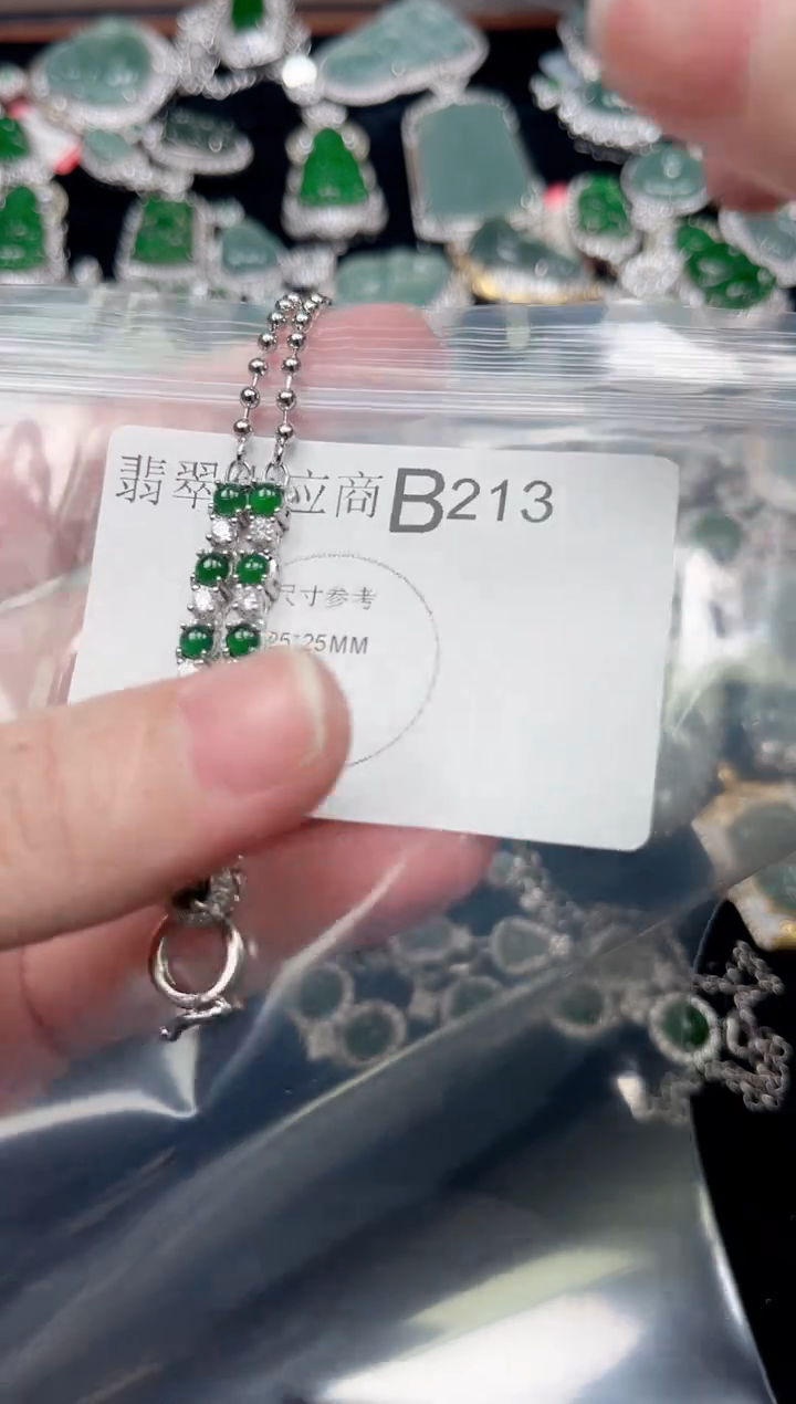 翡翠未镶嵌颈饰赠皮绳213