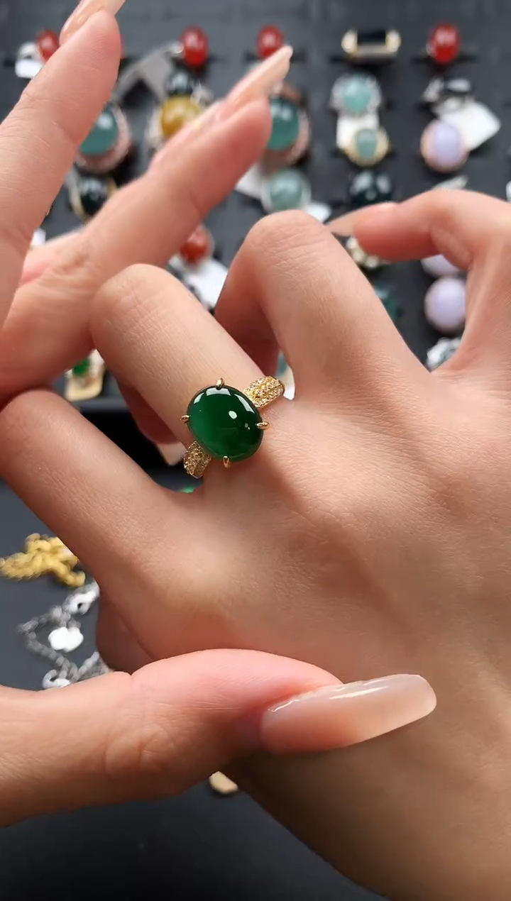 【闪购商品】翡翠戒指银S925镶嵌456547