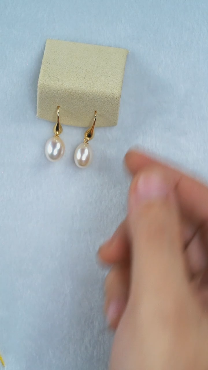 银S925镶嵌耳饰淡水珍珠高跟鞋米珠耳钉