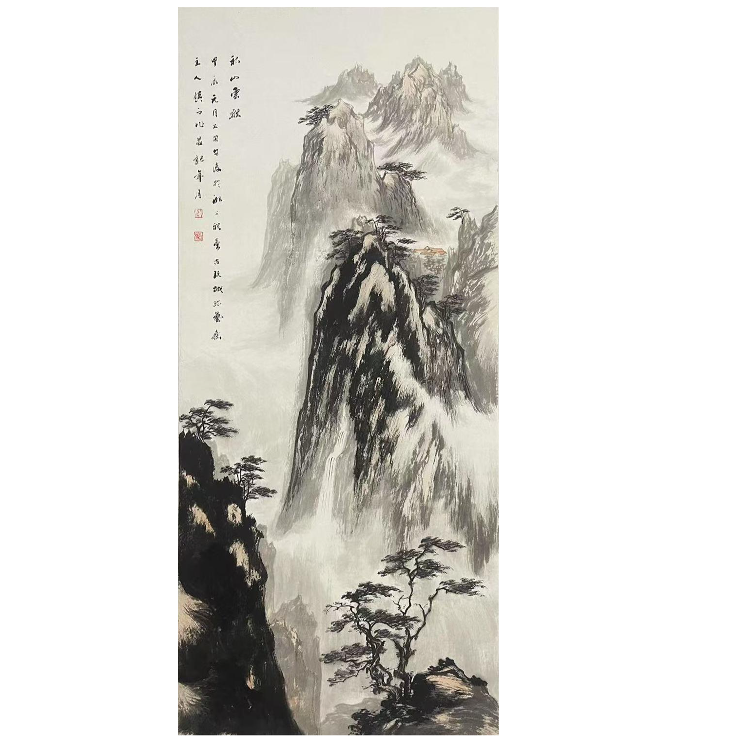 2-666 山水 尺寸35*80 纸本托底