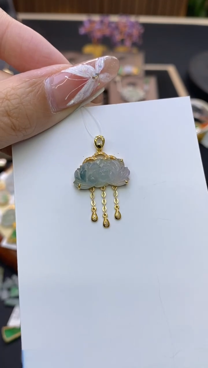 【闪购商品】翡翠颈饰18K金镶嵌净货16245