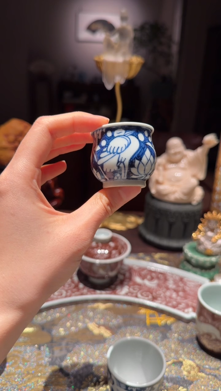 吉景秀青花炉式鳜鱼杯