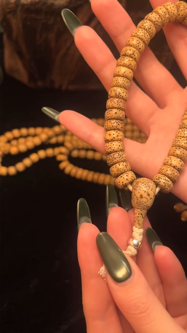 手串星月菩提精工级陈籽药片搭配925银嵌铜款珠款手持