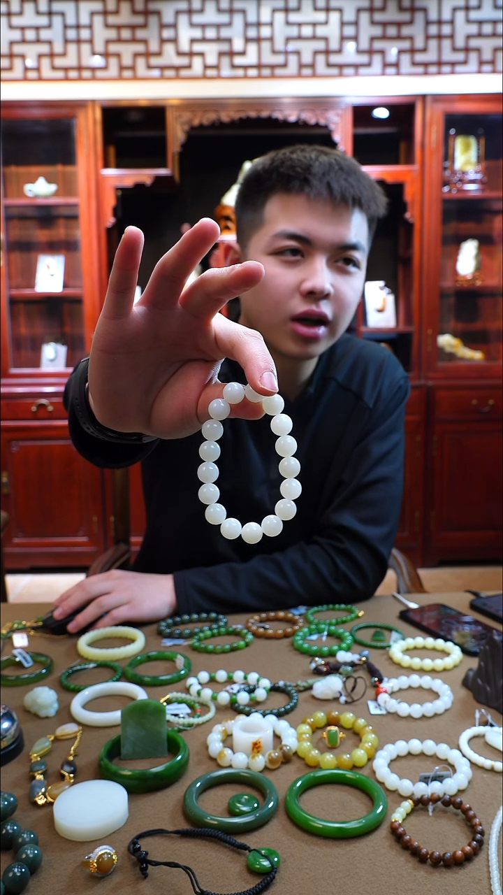 未镶嵌手串和田玉白玉手串新疆料卡12