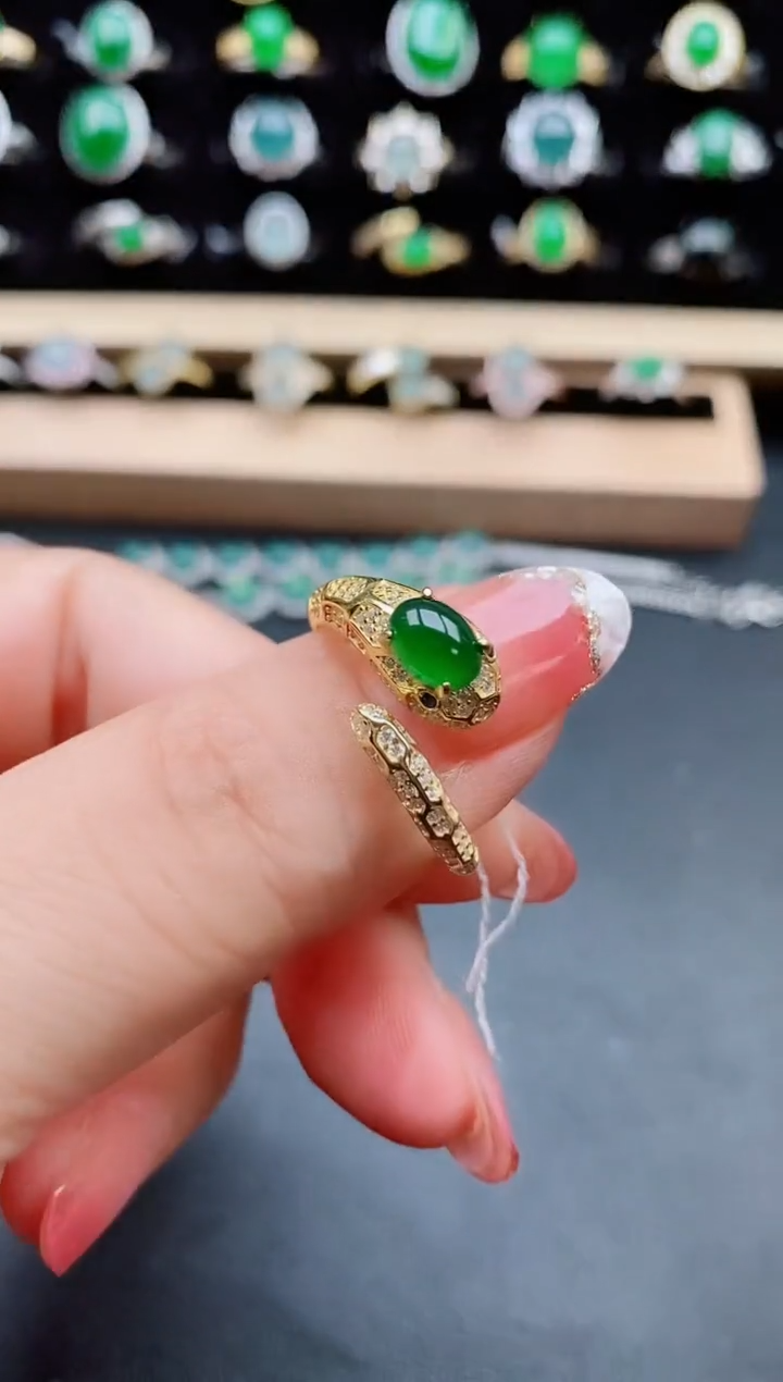 【闪购商品】翡翠戒指银S925镶嵌50800