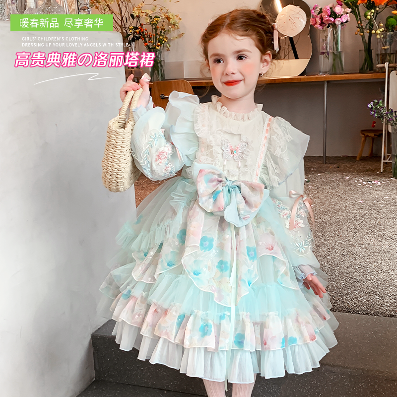 【主播推荐】【顾奈】尤画春季连衣裙中大童甜美公主裙女孩裙子67018