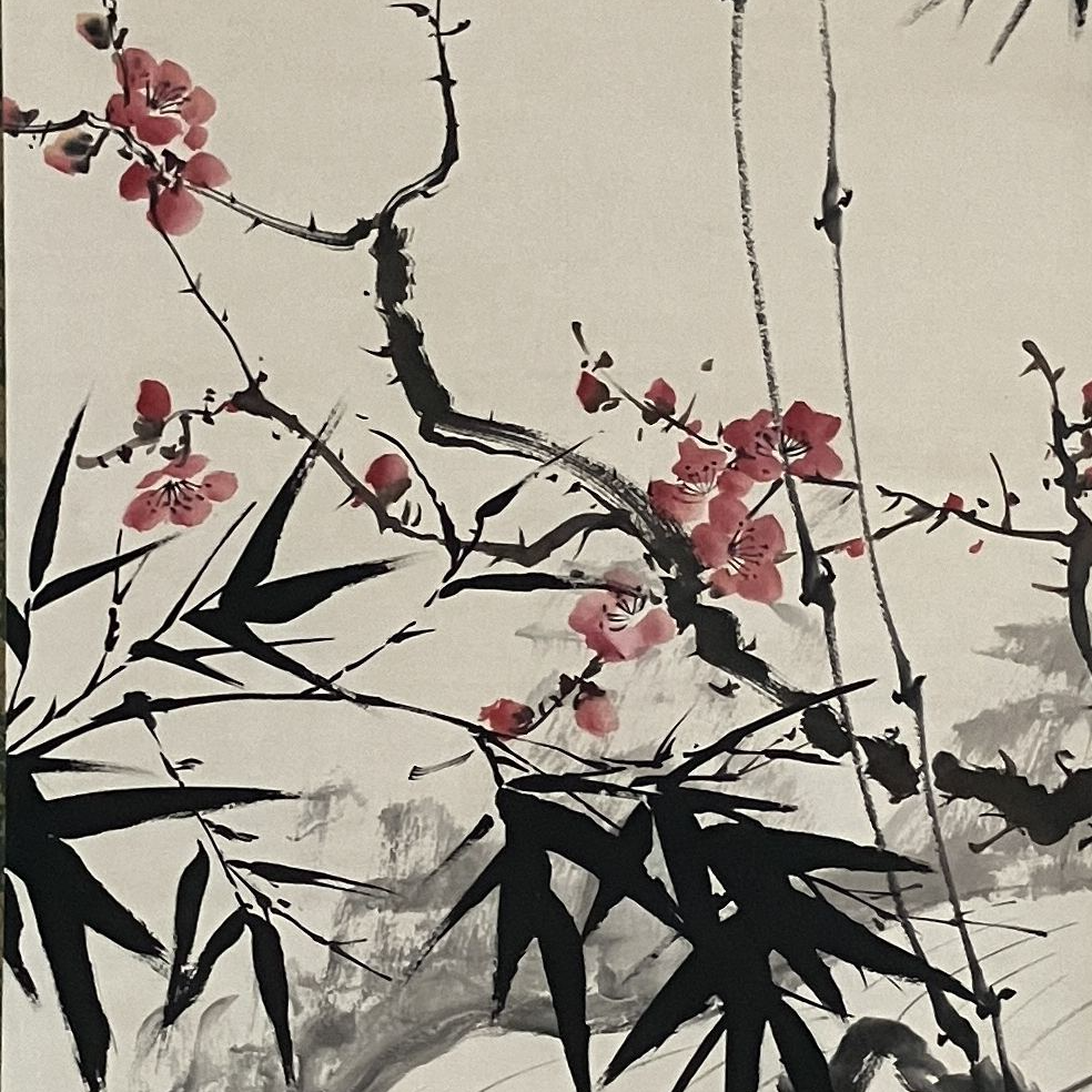 544花鸟 纸本设色98×39cm