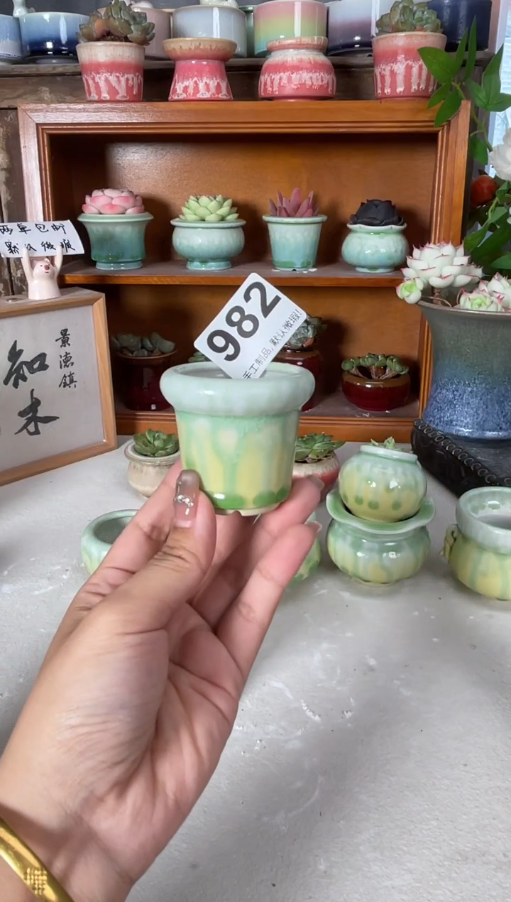 瓷片馋*宝982知木小芳花盆