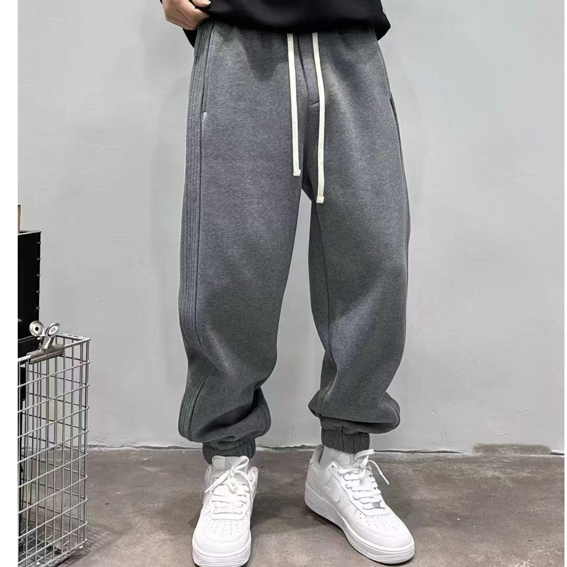 男士卫裤潮流宽松运动针织束脚男裤百搭休闲裤纯色韩版时尚秋冬