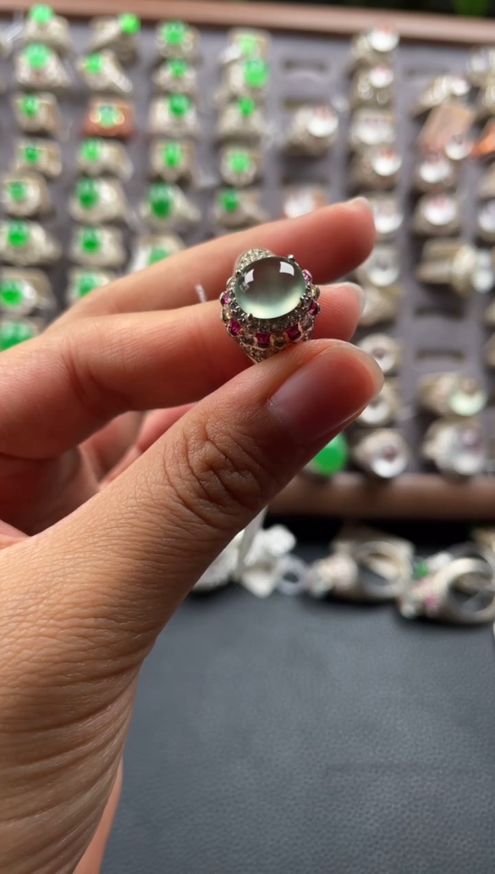 未镶嵌定制翡翠天然缅甸A货翡翠戒面 12.20