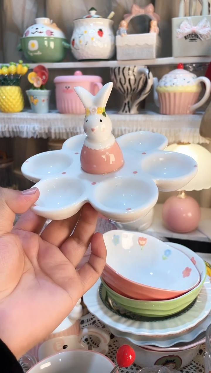 【闪购商品】瓷片兔子蛋托质量好发货快放心拍