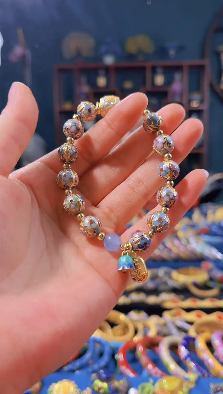 【闪购商品】非遗绝技 景泰蓝金地瓜棱手串