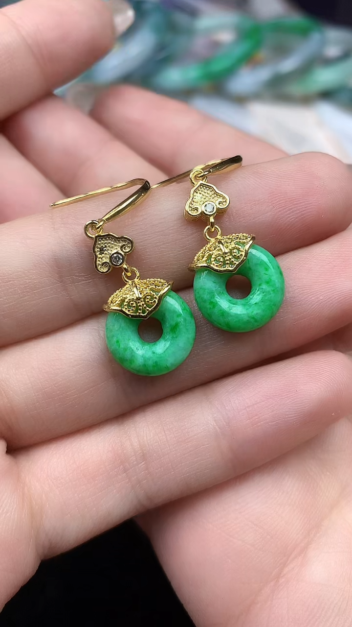 【闪购商品】翡翠耳饰银S925镶嵌耳饰