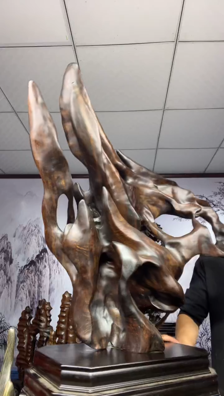 金丝楠木雕款昭**树金丝楠木工艺品摆件