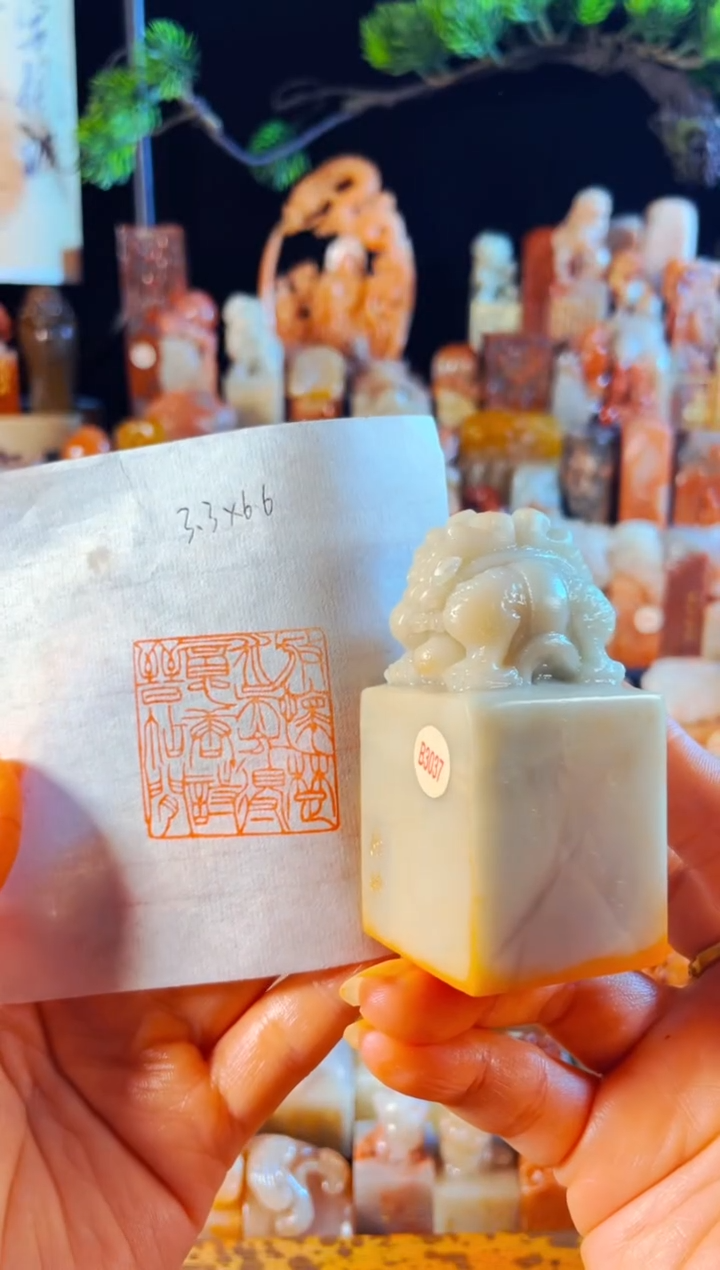 老挝石印石手工篆刻《放怀楚水吴山外得意唐诗晋帖间》