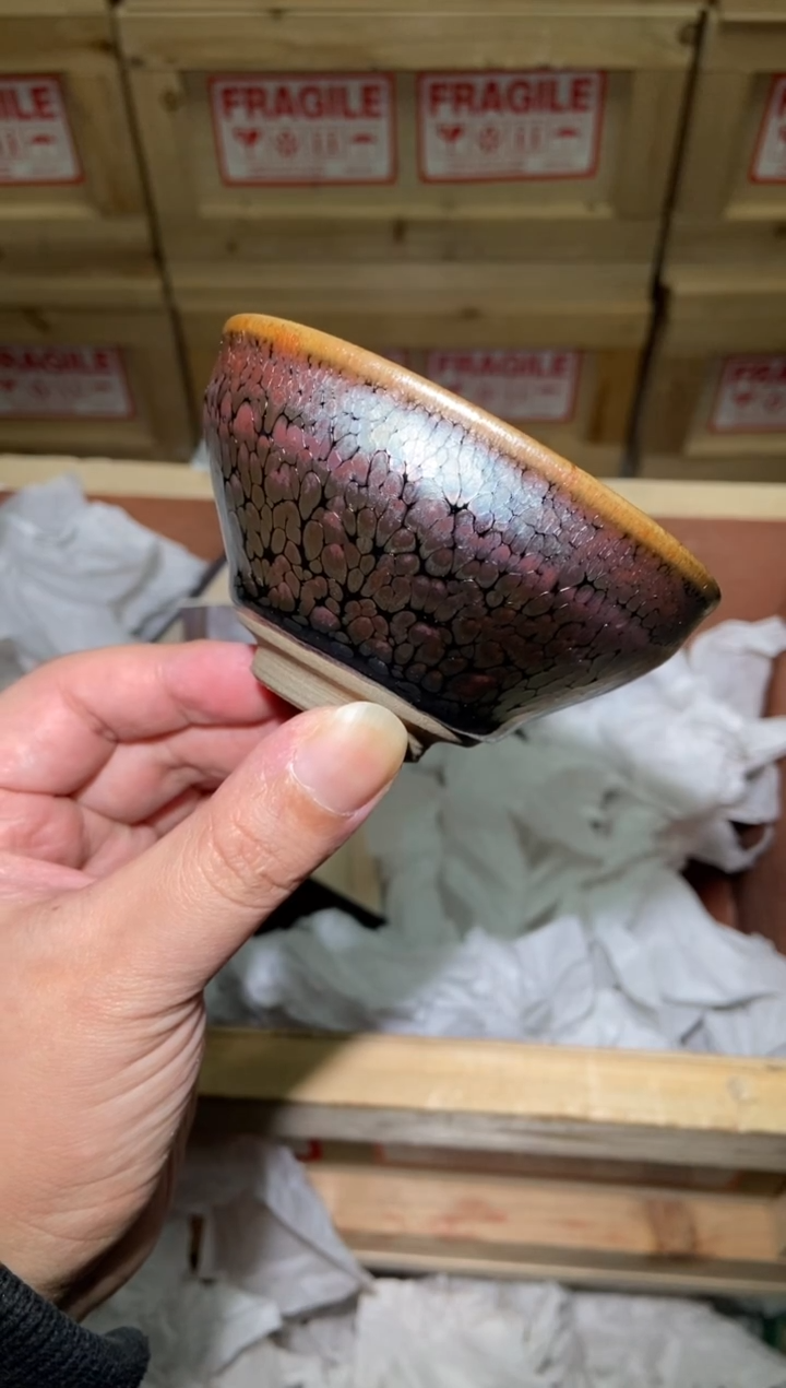 茶盏落英缤纷 紫金 建盏主人杯