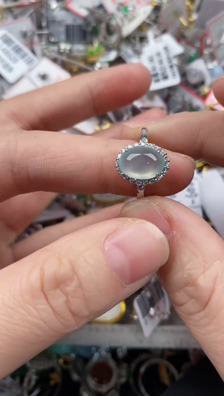 银S925镶嵌戒指翡翠444      7