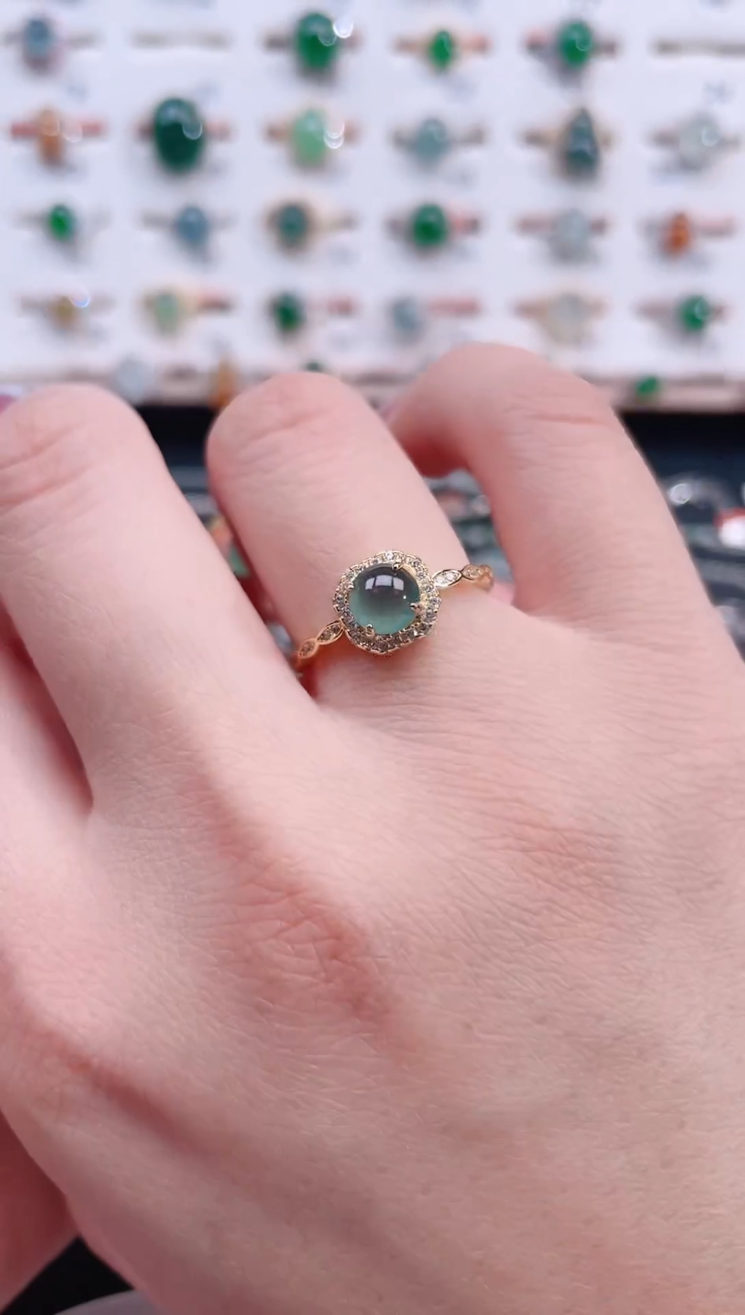 银S925镶嵌戒指翡翠天然翡翠