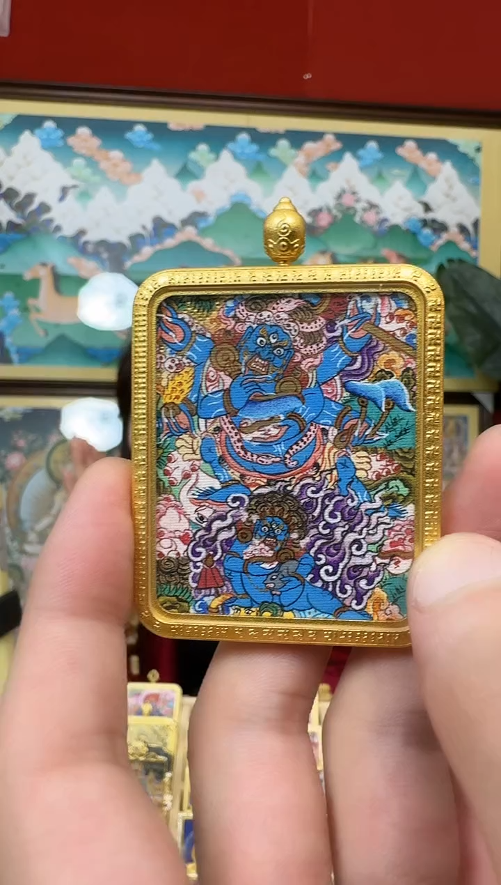 吊坠大黑-热贡纯手绘唐卡吊坠