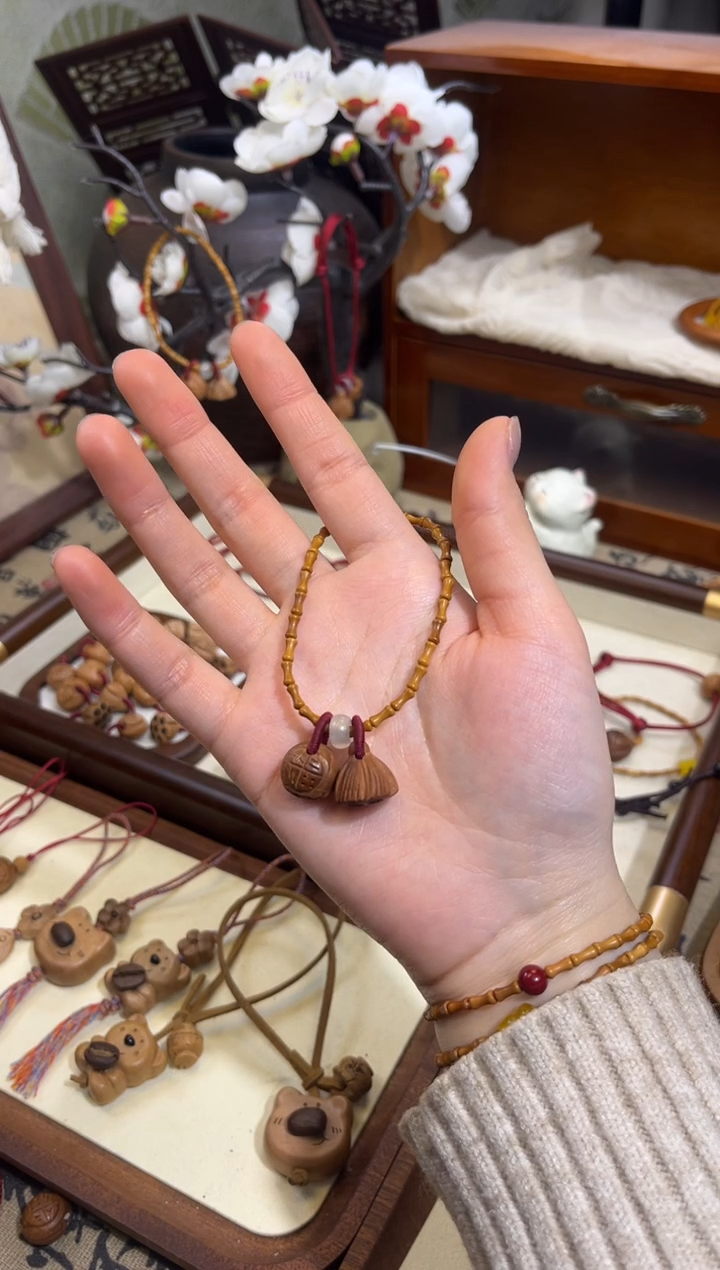 手串桃核【桃缘行】竹节「福气莲莲」桃核辟、挡、驱、护 备注手围