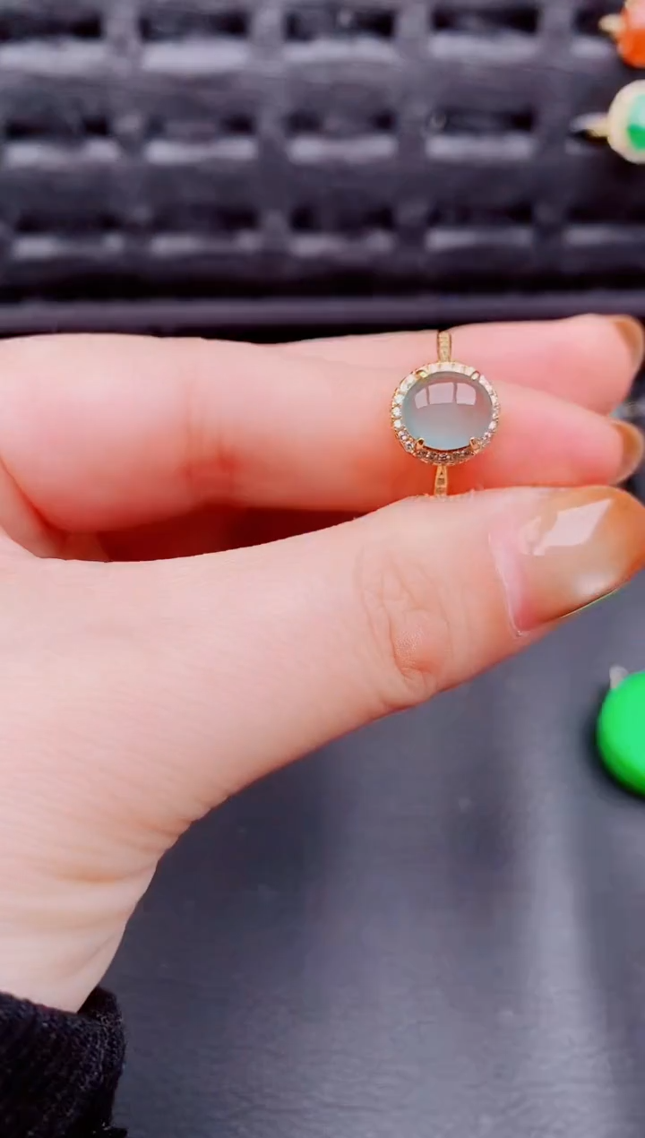 【闪购商品】翡翠戒指银S925镶嵌天然a货翡翠654