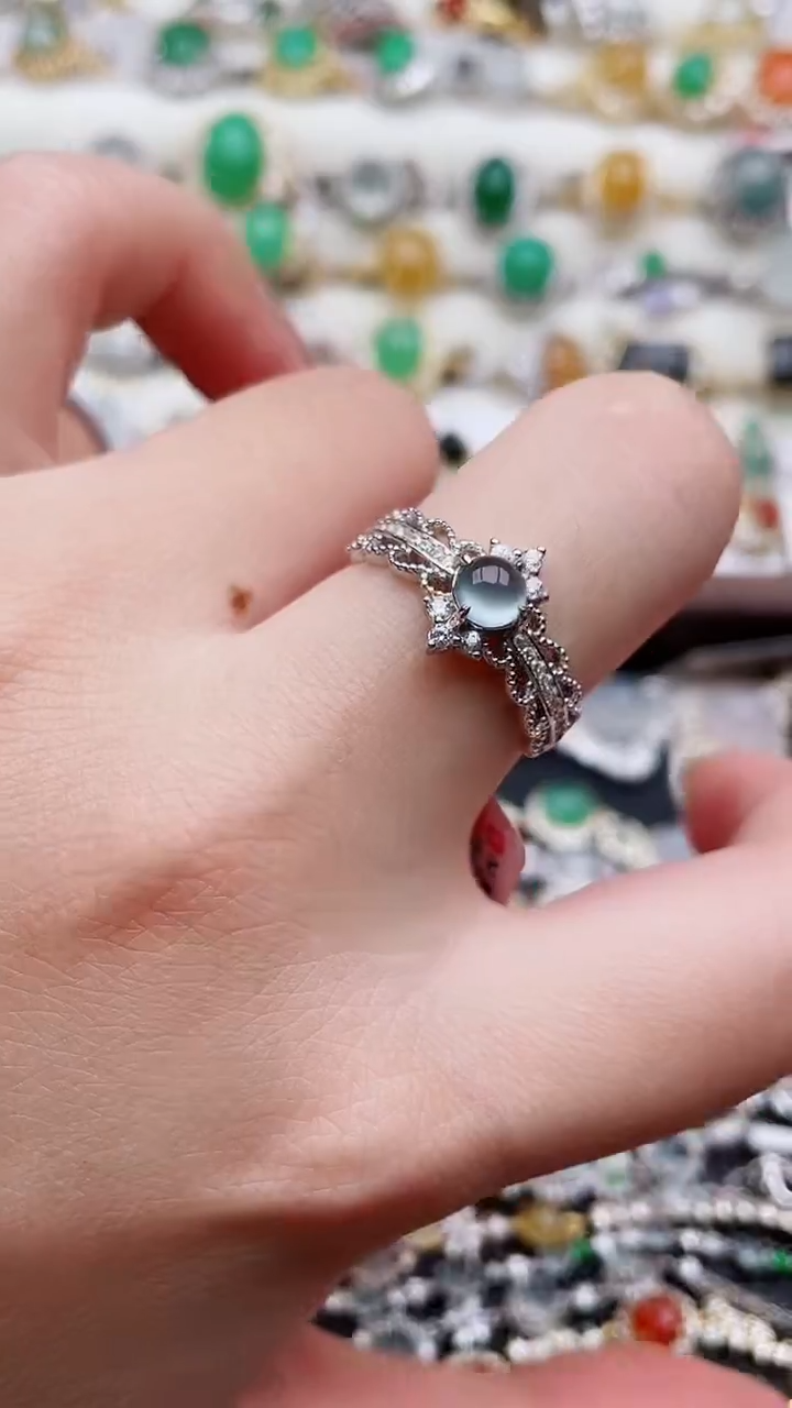 银S925镶嵌戒指翡翠15