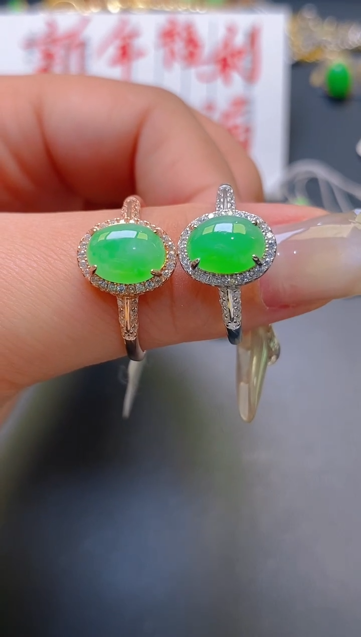 【闪购商品】翡翠耳饰银S925镶嵌天然A货翡翠1