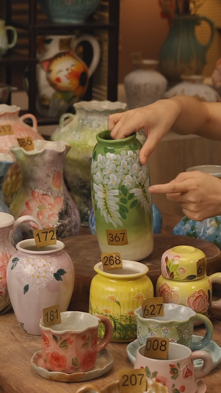 陶瓷367景德镇设计师手作花器摆件侘寂风