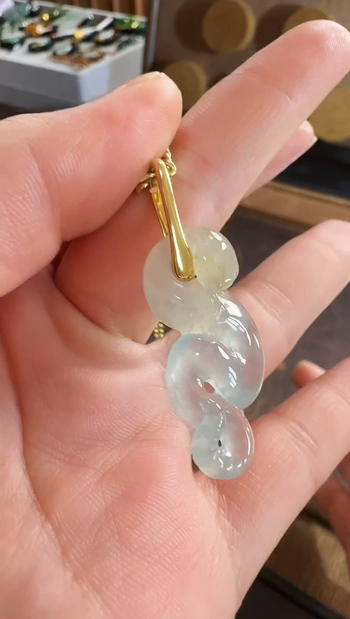 吊坠(不含链)18K金镶嵌翡翠吊坠