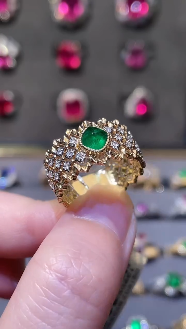 祖母绿戒指18K金镶嵌/潘杰希尔/0.6ct