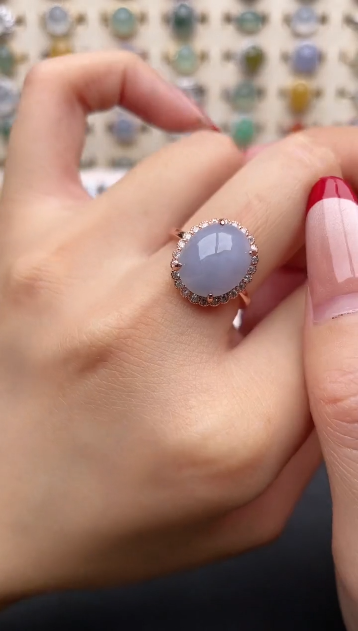 【闪购商品】翡翠戒指银S925镶嵌一物一证一礼盒