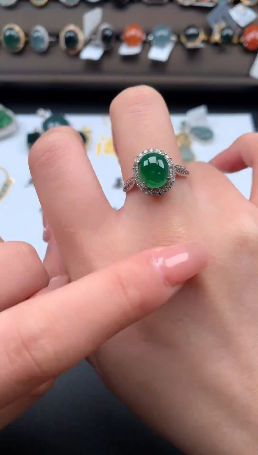 【闪购商品】翡翠戒指银S925镶嵌1241