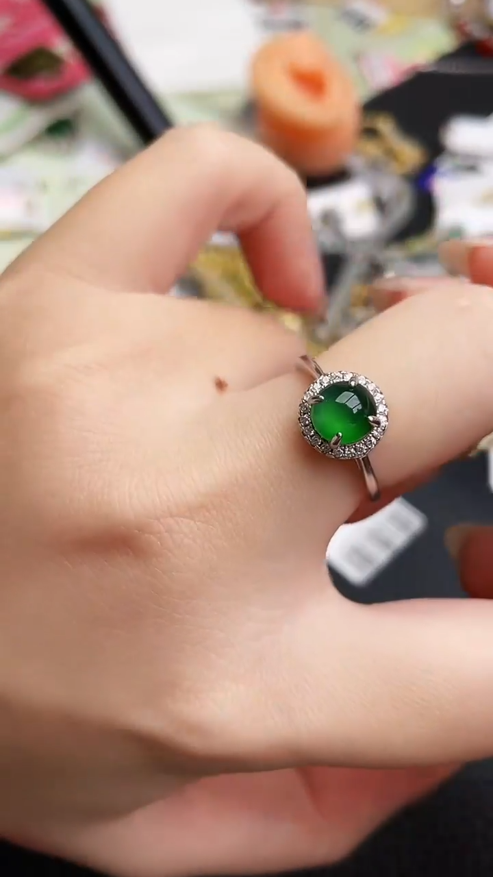 银S925镶嵌戒指翡翠38