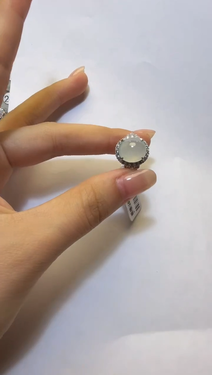 银S925镶嵌戒指翡翠925银镶缅甸A货翡翠戒指