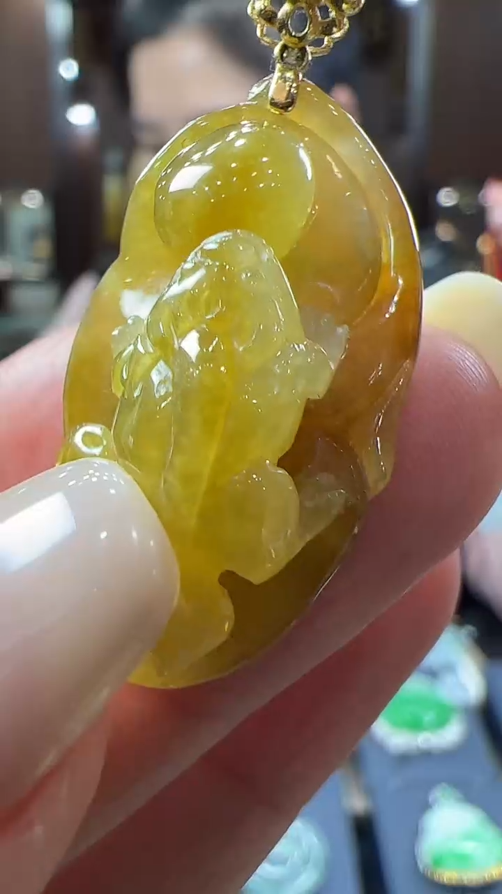 【闪购商品】翡翠挂件18K金镶嵌蟾不含链