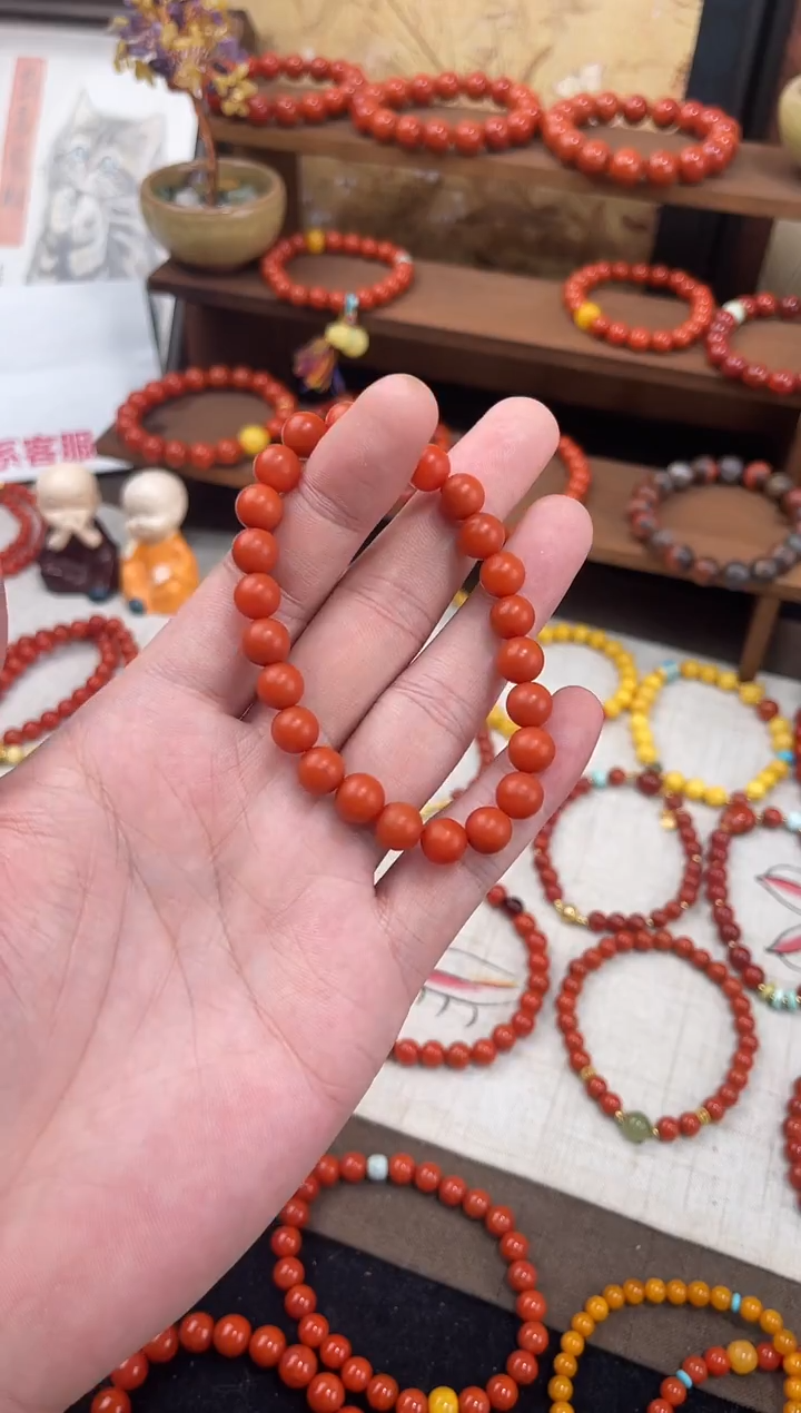 未镶嵌手串南红玛瑙保山南红哑光单圈手串QF-A457（多样性发一）